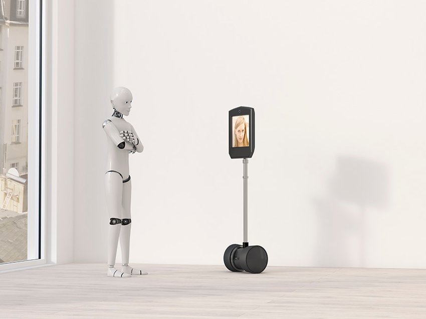 681903733 Deux robots discutant entre eux