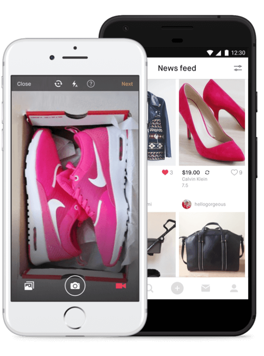 Chaussures et vêtements en ligne et sur téléphone via l'application