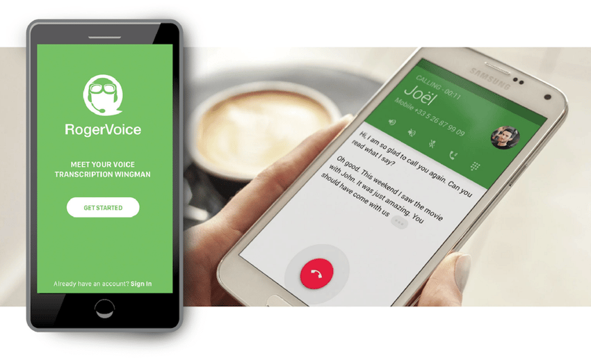 Captures d'écran de RogerVoice sur deux téléphones différents